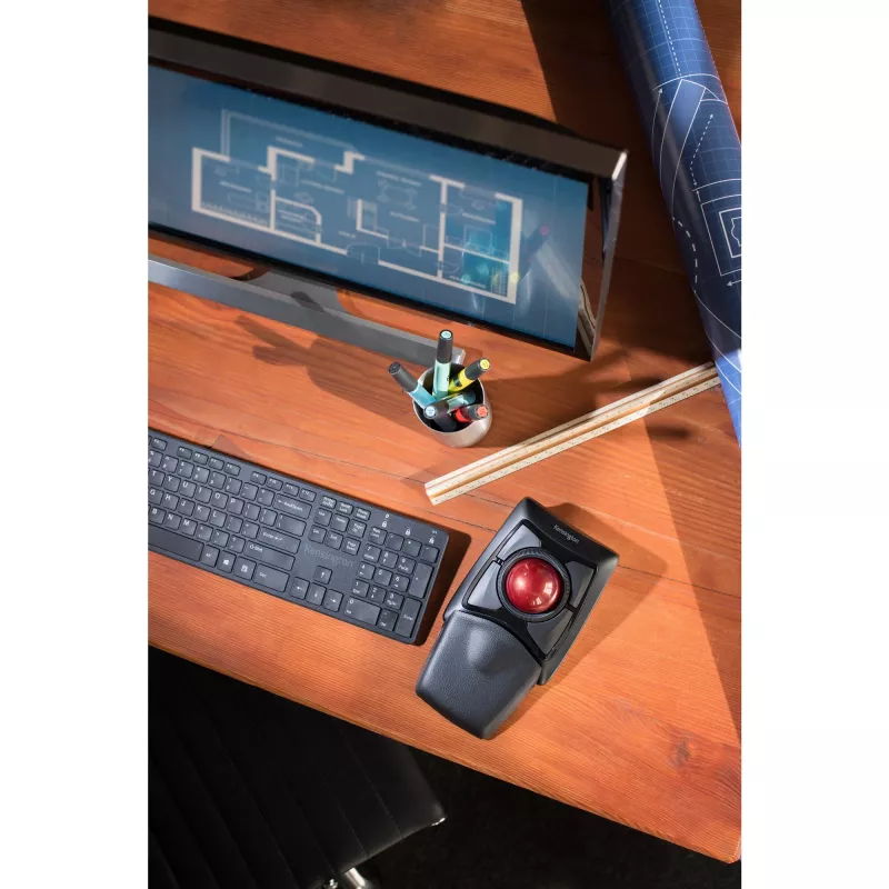 Kensington Expert Maus Wireless Trackball, beidhändig, optisch, RF Wireless + Bluetooth, 400 DPI, Schwarz