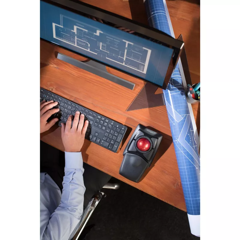 Kensington Expert Maus Wireless Trackball, beidhändig, optisch, RF Wireless + Bluetooth, 400 DPI, Schwarz