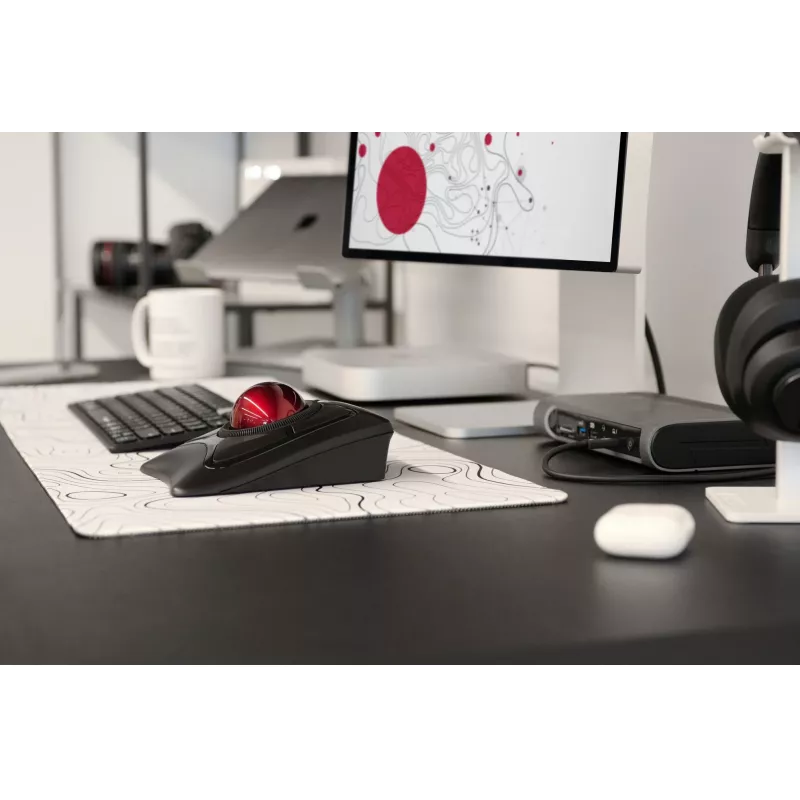 Kensington Expert Maus Wireless Trackball, beidhändig, optisch, RF Wireless + Bluetooth, 400 DPI, Schwarz