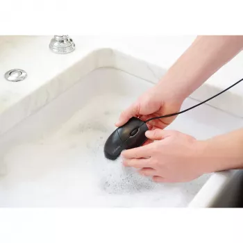 Kensington Pro Fit kabelgebundene, abwaschbare Maus, beidhändig, optisch, USB, 1600 DPI, Schwarz
