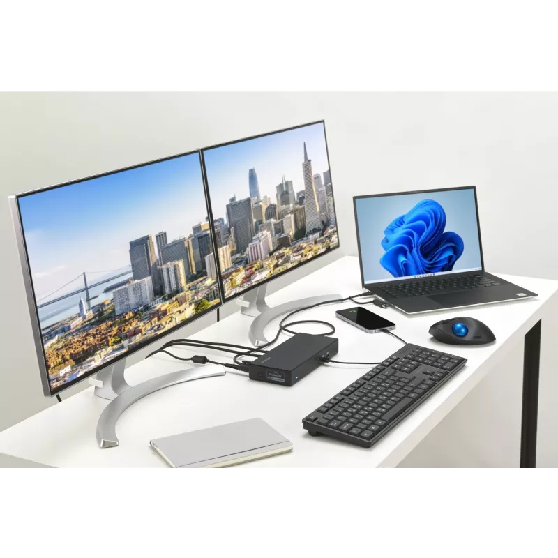 Kensington SD4781P EQ USB-C & USB-A Dual 4K Docking Station, Kabelgebunden, USB 3.2 Gen 2 (3.1 Gen 2) Type-C, 100 W, 3,5 mm, 10,100,1000 Mbit/s, Schwarz