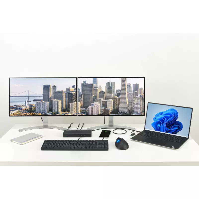 Kensington SD4781P EQ USB-C & USB-A Dual 4K Docking Station, Kabelgebunden, USB 3.2 Gen 2 (3.1 Gen 2) Type-C, 100 W, 3,5 mm, 10,100,1000 Mbit/s, Schwarz