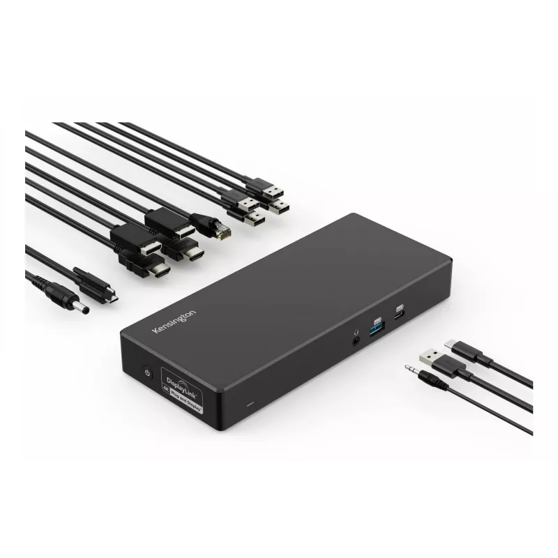 Kensington SD4781P EQ USB-C & USB-A Dual 4K Docking Station, Kabelgebunden, USB 3.2 Gen 2 (3.1 Gen 2) Type-C, 100 W, 3,5 mm, 10,100,1000 Mbit/s, Schwarz