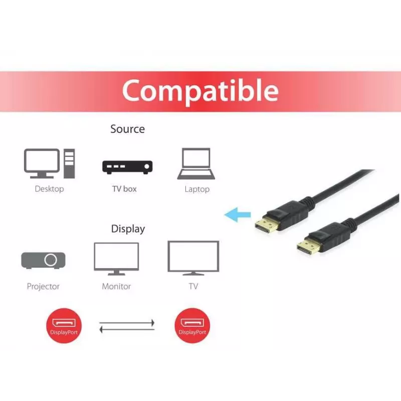 Equip DisplayPort 1.4 Kabel, 1 m