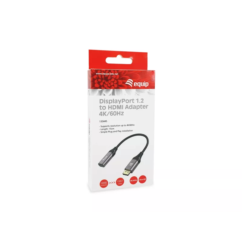 Equip DisplayPort 1.2 auf HDMI Adapter, 4K/60Hz, 0,15 m, DisplayPort, HDMI, Stecker, Buchse, Gerade