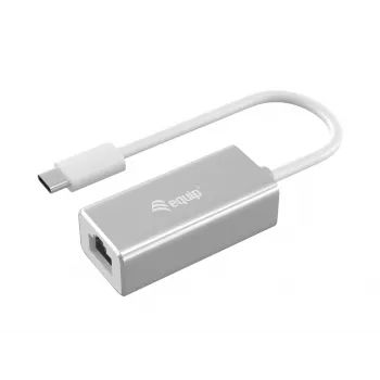 Equip USB Type C auf RJ45 Gigabit Netzwerkadapter, Kabelgebunden, USB Typ-C, Ethernet, 1000 Mbit/s, Silber
