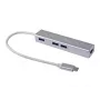 Equip USB-C auf 3-Port USB 3.0 Hub mit Gigabit-Adapter, USB 3.2 Gen 1 (3.1 Gen 1) Type-C, Silber, USB 3.2 Gen 1 (3.1 Gen 1) Type-A, WLAN, Aluminium, 22 mm, 15 mm