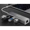 Equip USB-C auf 3-Port USB 3.0 Hub mit Gigabit-Adapter, USB 3.2 Gen 1 (3.1 Gen 1) Type-C, Silber, USB 3.2 Gen 1 (3.1 Gen 1) Type-A, WLAN, Aluminium, 22 mm, 15 mm