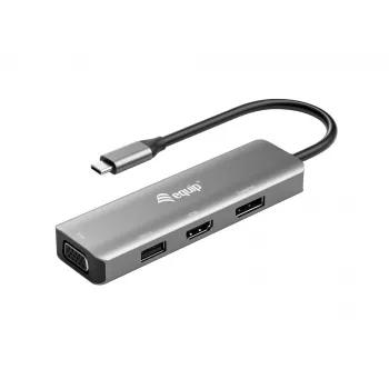 Equip USB-C zu HDMI/DisplayPort/VGA/USB-Adapter, USB Typ-C, HDMI-Ausgang, DisplayPort-Ausgang, VGA (D-Sub)-Ausgang, 3840 x 2160 Pixel