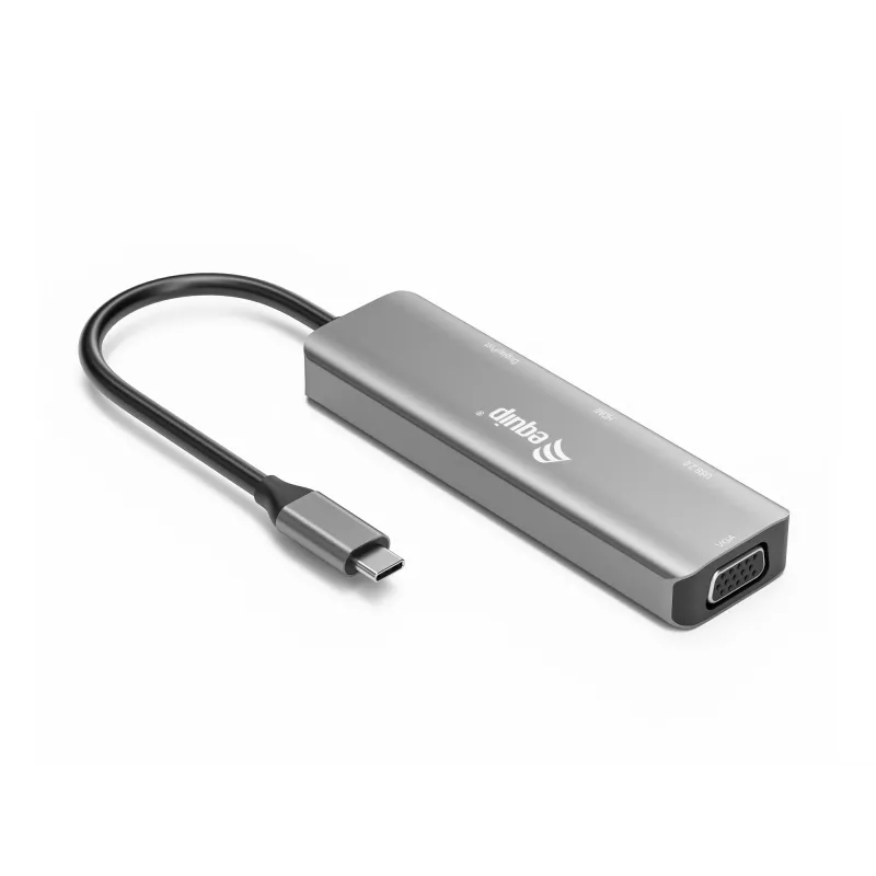 Equip USB-C zu HDMI/DisplayPort/VGA/USB-Adapter, USB Typ-C, HDMI-Ausgang, DisplayPort-Ausgang, VGA (D-Sub)-Ausgang, 3840 x 2160 Pixel