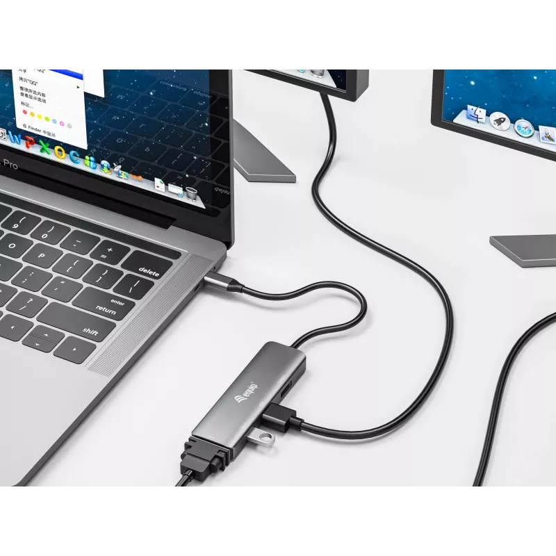 Equip USB-C zu HDMI/DisplayPort/VGA/USB-Adapter, USB Typ-C, HDMI-Ausgang, DisplayPort-Ausgang, VGA (D-Sub)-Ausgang, 3840 x 2160 Pixel