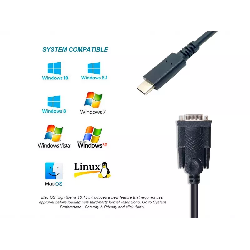 Equip USB-C-zu-Seriell-DB9-Kabel M/M 1,5 m Schwarz