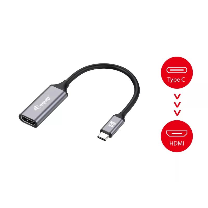 Equip USB-C auf HDMI 2.0 Adapter, 4K/60Hz, 0,15 m, USB Typ-C, HDMI, Stecker, Buchse, Gerade