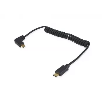 Equip USB 2.0 C auf C 90° abgewinkeltes Spiralkabel M/M 1 m Schwarz