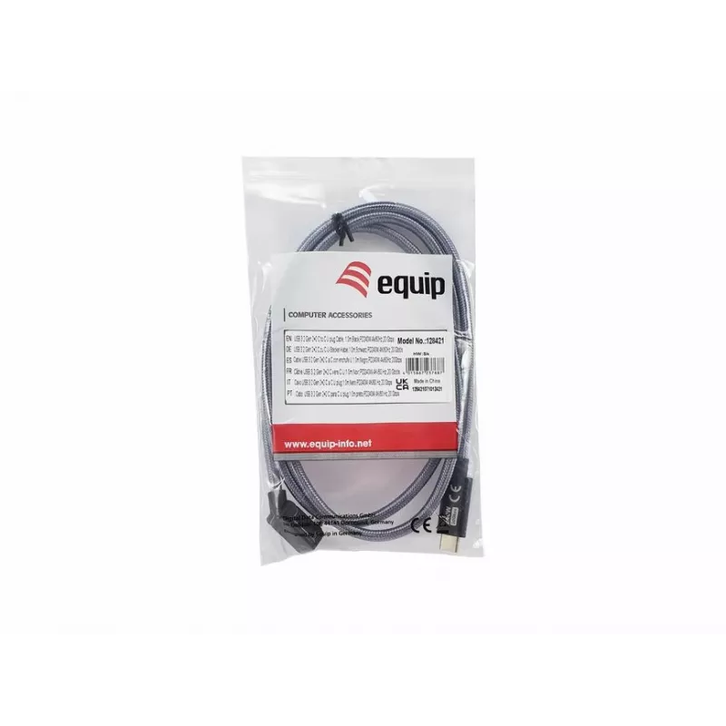 Equip USB 3.2 Gen 2x2 C zu C U-Stecker Kabel, 1,0 m, Schwarz, M/M, PD240W, 4K/60Hz, 20 Gbps