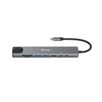Equip USB-C 8-in-1 Multifunktionsadapter, Kabelgebunden, USB Type-C, 100 W, 1000 Mbit/s, 1000BASE-T, IEEE 802.3ab