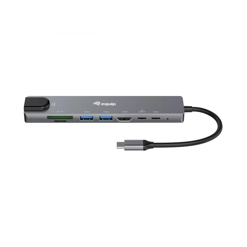 Equip USB-C 8-in-1 Multifunktionsadapter, Kabelgebunden, USB Type-C, 100 W, 1000 Mbit/s, 1000BASE-T, IEEE 802.3ab