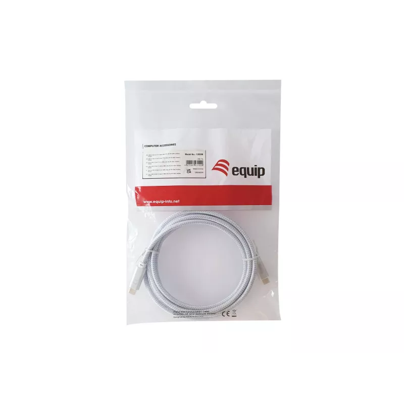 USB-C auf USB-C Kabel EQUIP 3,0 m — USB 3.2 Gen 2, 10 Gbps, PD 100 W, 4K/60 Hz, weiß