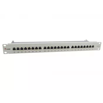 Equip 24-Port Cat.6A Shielded Patch Panel, Hellgrau, 10/100/1000Base-T(X), Gigabit Ethernet, 1000 Mbit/s, RJ-45, Cat6a, Rackmontage