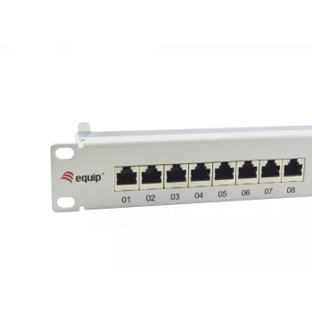 Equip 24-Port Cat.6A Shielded Patch Panel, Hellgrau, 10/100/1000Base-T(X), Gigabit Ethernet, 1000 Mbit/s, RJ-45, Cat6a, Rackmontage