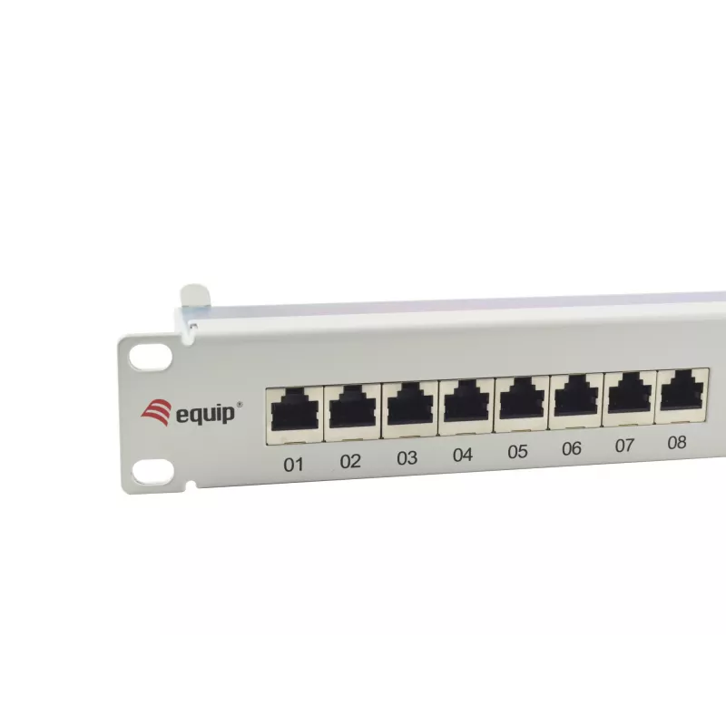Equip 24-Port Cat.6A Shielded Patch Panel, Hellgrau, 10/100/1000Base-T(X), Gigabit Ethernet, 1000 Mbit/s, RJ-45, Cat6a, Rackmontage