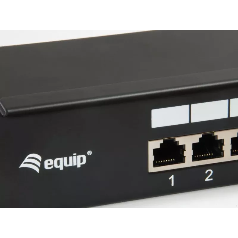 Equip 16-Port Cat.6 Shielded Patch Panel, Schwarz, 10/100/1000Base-T(X), Gigabit Ethernet, 1000 Mbit/s, RJ-45, Cat6, Rackmontage