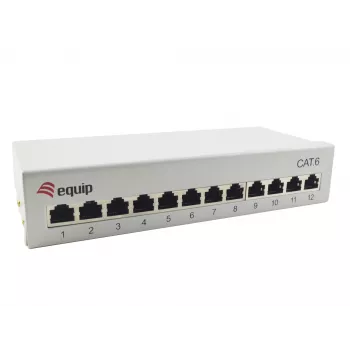 Equip 12-Port Cat.6 Desktop Patch Panel, Hellgrau, 10/100/1000Base-T(X), Gigabit Ethernet, 1000 Mbit/s, RJ-45, Cat6, 1U