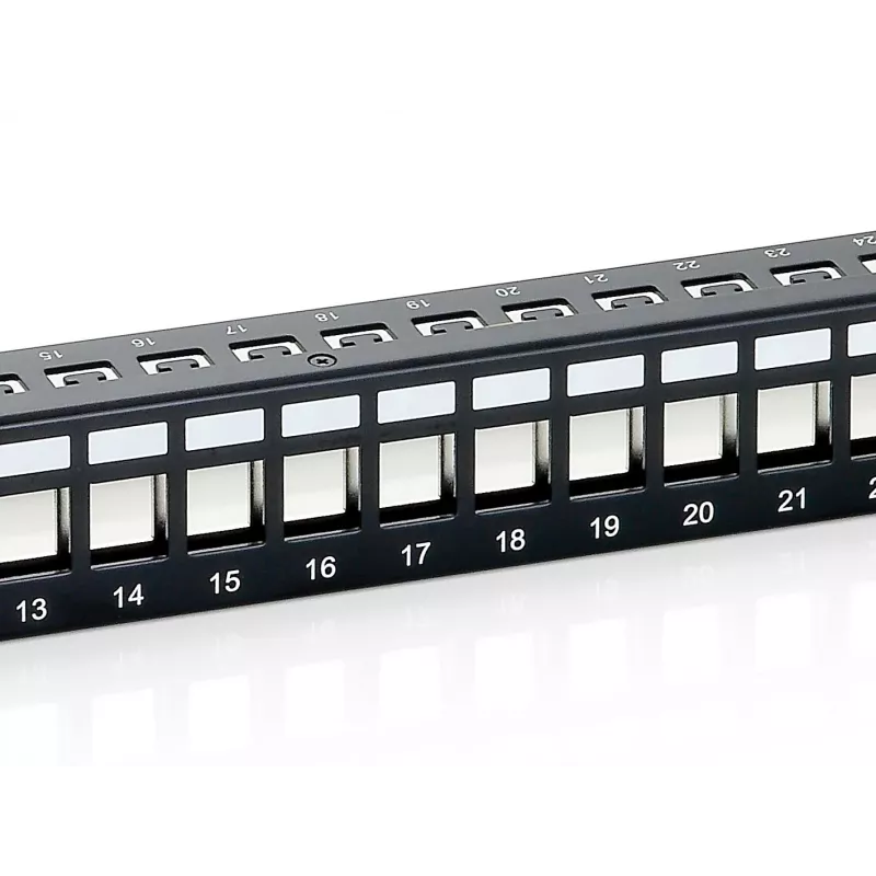 Equip 24-Port Keystone Cat.6 Shielded Patch Panel, Schwarz, Cat6, Rackmontage, 1U, Schwarz, 92,5 mm, 483 mm