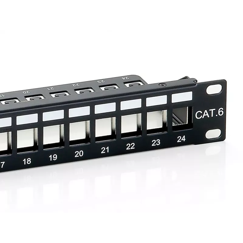 Equip 24-Port Keystone Cat.6 Shielded Patch Panel, Schwarz, Cat6, Rackmontage, 1U, Schwarz, 92,5 mm, 483 mm
