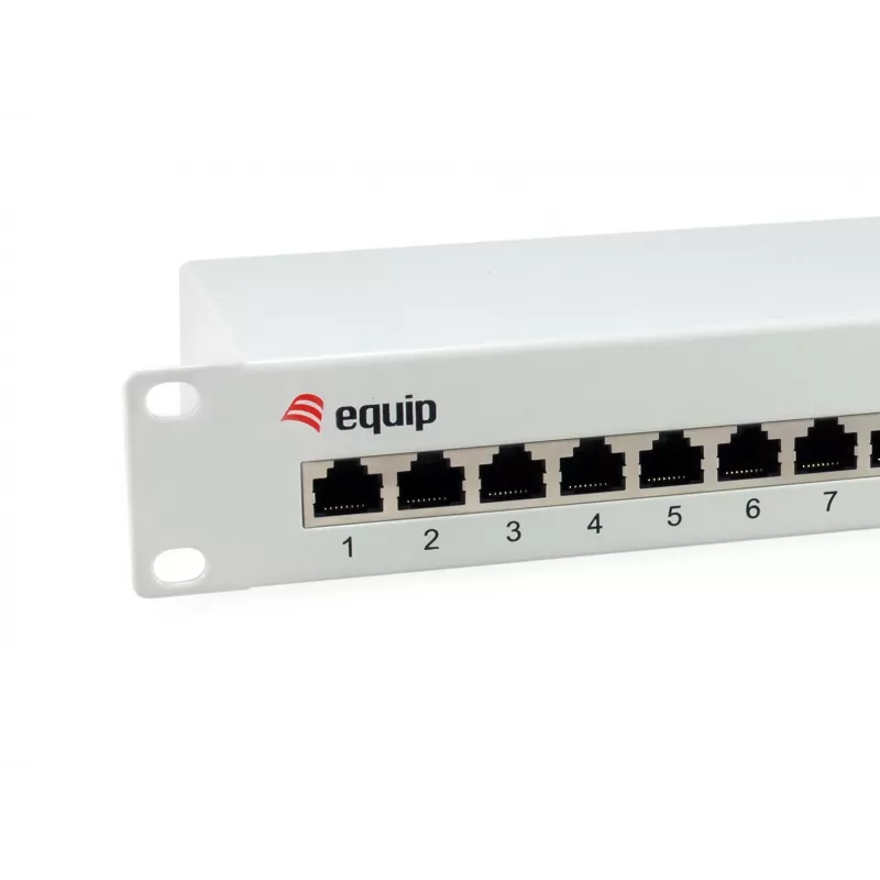 Equip 12-Port Cat.6 geschirmtes Patchpanel, Hellgrau, Gigabit Ethernet, 1000 Mbit/s, RJ-45, Cat6, Cat6e, 1U, Grau