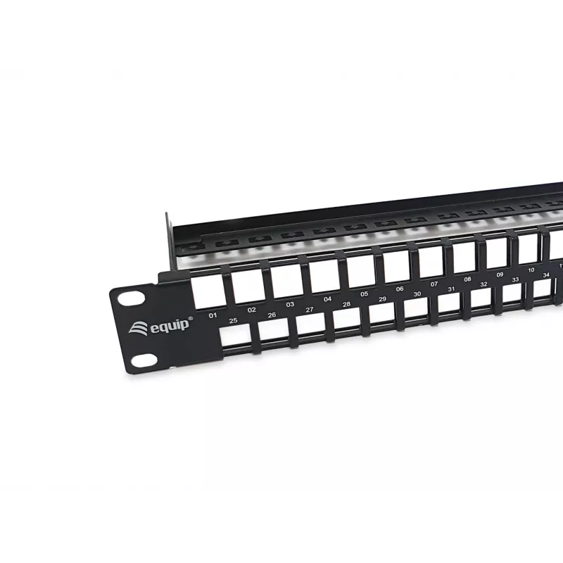 Equip 48-Port Keystone Cat.6 Unshielded Patch Panel, Schwarz, RJ-45, Cat6, 1U, Schwarz, Stahl, REACH, RoHS