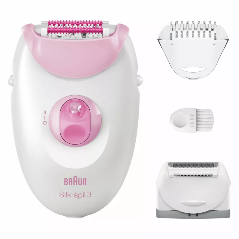 Epilierer Braun Silk-épil 3 3-031 20 Pinzetten Pink Weiß