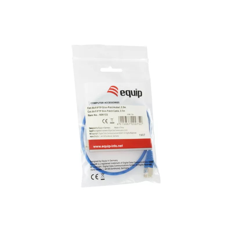 Netzwerkkabel Equip Cat.6A F/FTP schlank Patchkabel RJ-45 0,5 m Blau