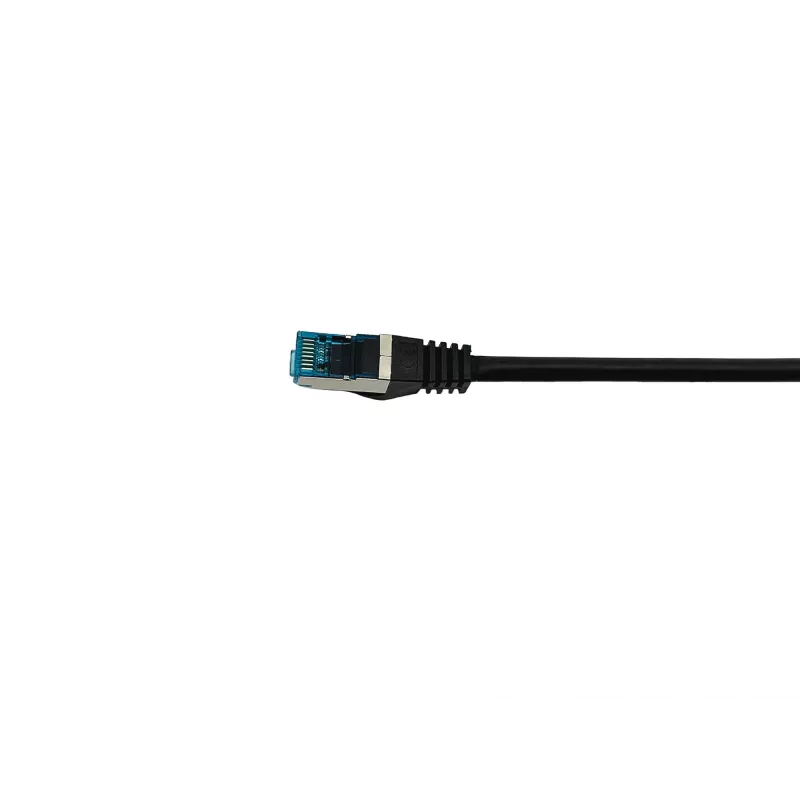 Equip Cat.6A S/FTP Patchkabel, gewinkelter auf geraden Stecker, 0,5 m, Schwarz