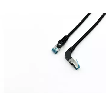 Equip Cat.6A S/FTP Patchkabel, abgewinkelt auf geraden Stecker, 1,0 m, Schwarz