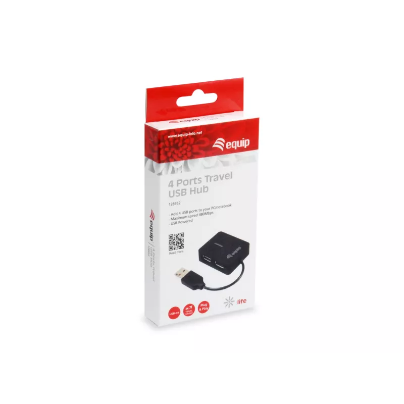 Equip 128952 Schnittstellen-Hub USB 2.0 480 Mbit/s Schwarz