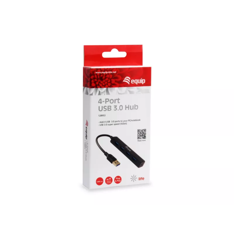 Equip 128953 Schnittstellen-Hub USB 3.2 Gen 1 (3.1 Gen 1) Typ-A 5000 Mbit/s Schwarz