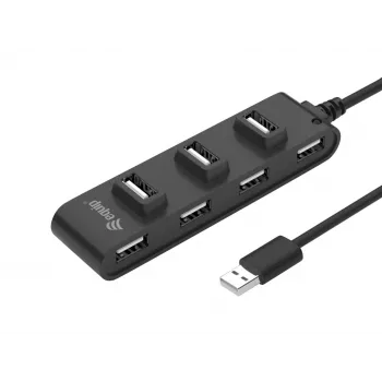 Equip 7-Port USB 2.0 Hub, USB 2.0, USB 2.0, 480 Mbit/s, Schwarz, China, CE, RoHS