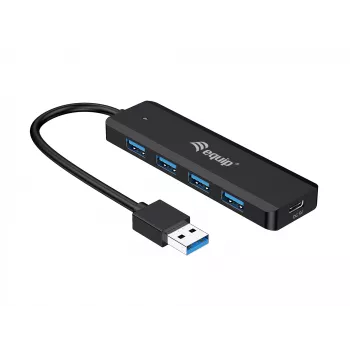 4-Port USB 3.2 Gen 1 Hub Equip mit USB-C Adapter Schwarz 5000 Mbit/s