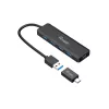 4-Port USB 3.2 Gen 1 Hub Equip mit USB-C Adapter Schwarz 5000 Mbit/s
