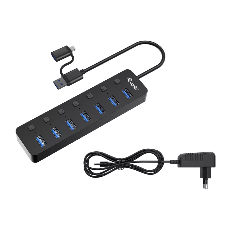 USB Hub Equip 7-Port USB 3.2 Gen 1 Hub mit Netzteil