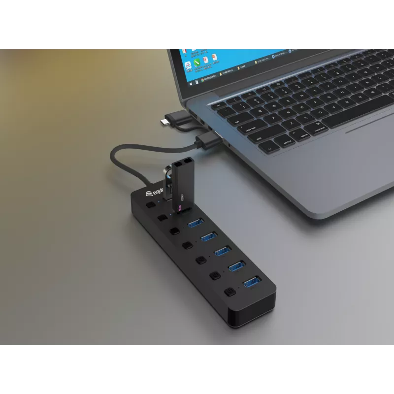 USB Hub Equip 7-Port USB 3.2 Gen 1 Hub mit Netzteil