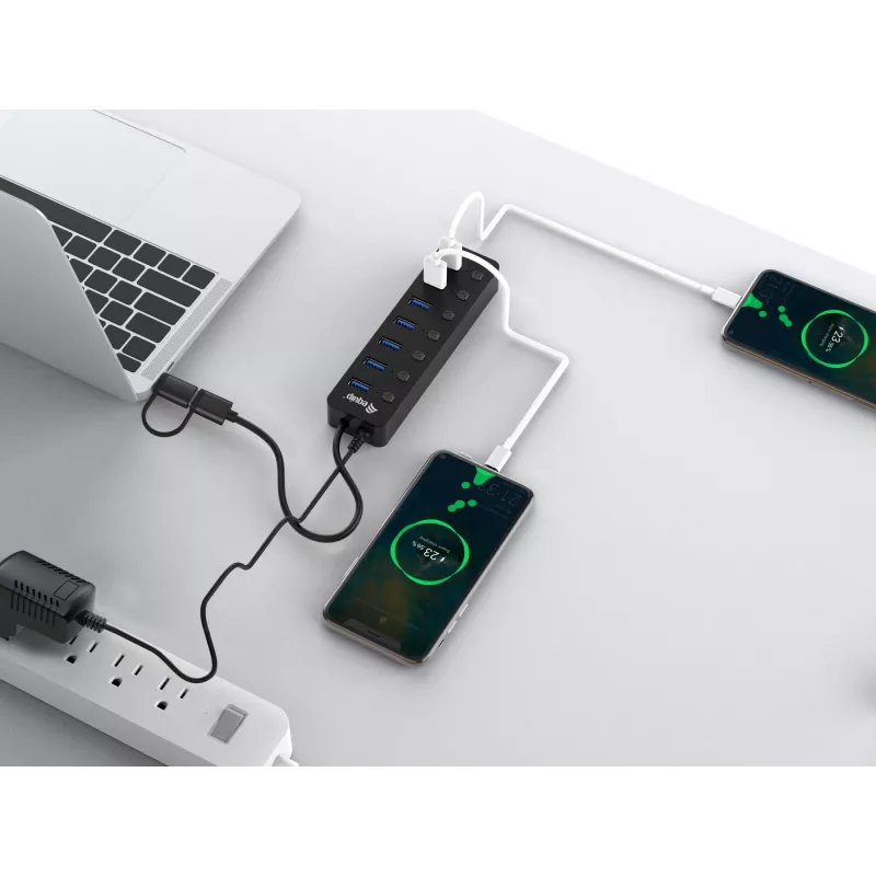 USB Hub Equip 7-Port USB 3.2 Gen 1 Hub mit Netzteil