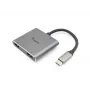 Equip USB-C 4-in-1 Dual-HDMI-Adapter, USB 3.2 Gen 1 (3.1 Gen 1) Typ-C, Silber, 4K Ultra HD, 30 Hz, HDMI, Aluminium