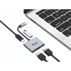 Equip USB-C 4-in-1 Dual-HDMI-Adapter, USB 3.2 Gen 1 (3.1 Gen 1) Typ-C, Silber, 4K Ultra HD, 30 Hz, HDMI, Aluminium