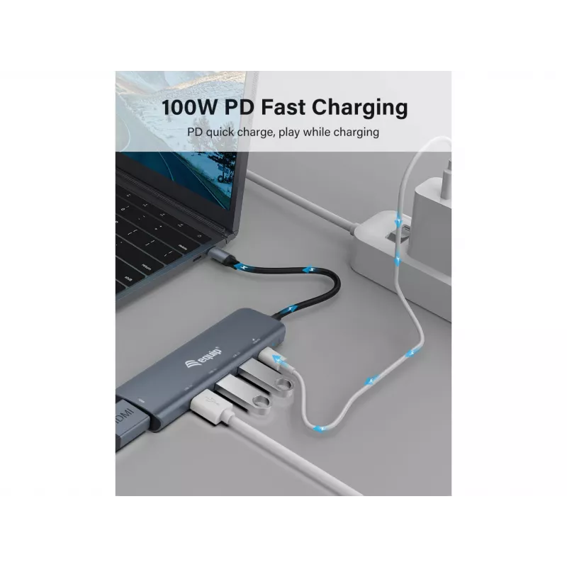 Equip USB-C 5-in-1 MULTIFUNKTIONALER Adapter, HDMI, USB 3.2 GEN1, 100W USB PD