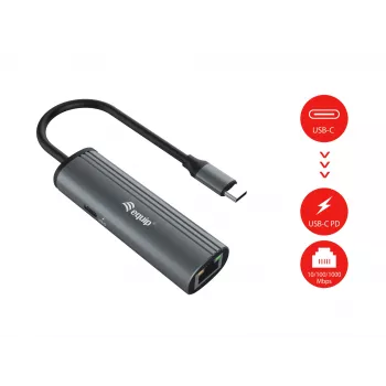 Equip USB-C zu RJ45 Gigabit-Netzwerk + PD-Adapter USB Type-C 100W