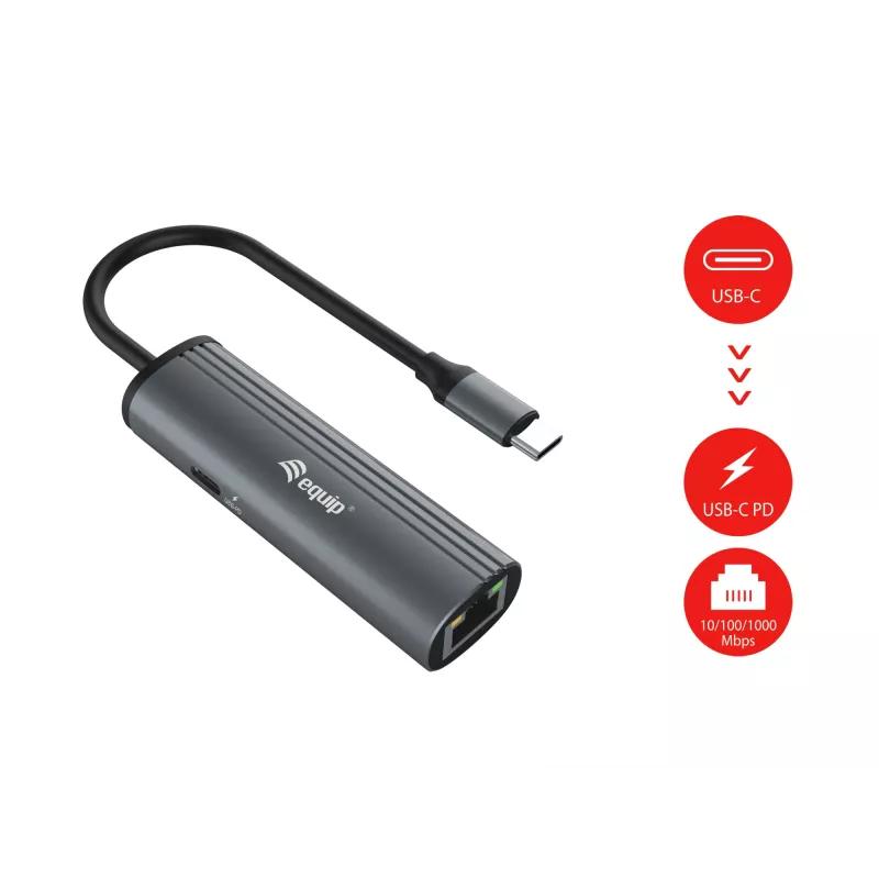 Equip USB-C zu RJ45 Gigabit-Netzwerk + PD-Adapter USB Type-C 100W
