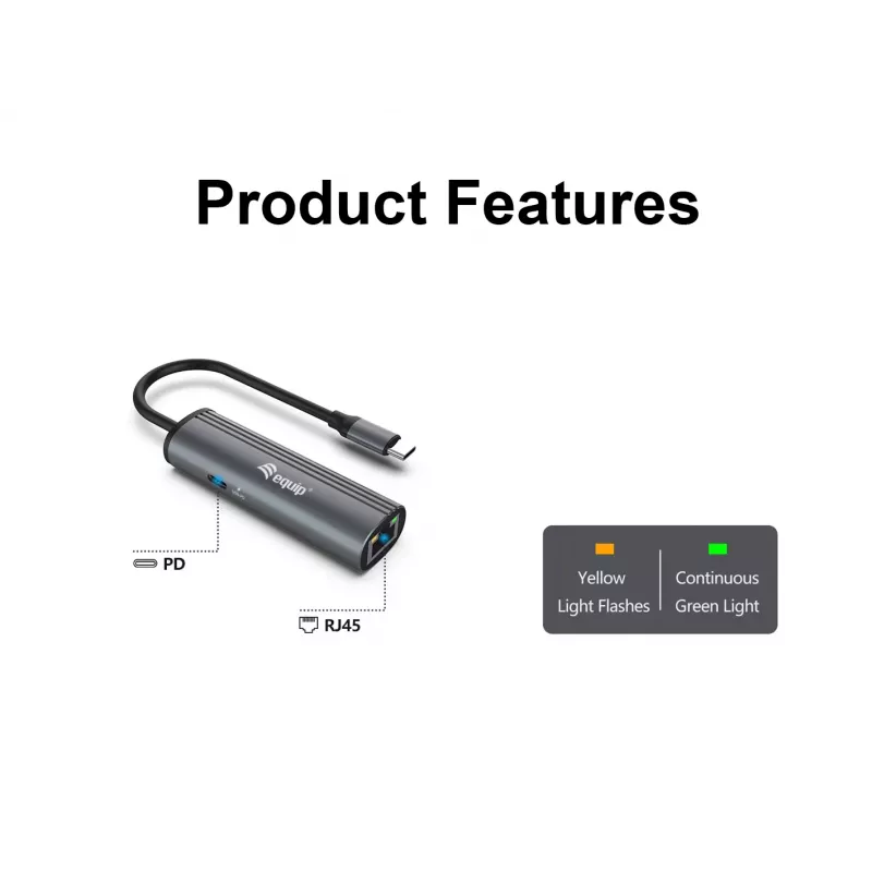Equip USB-C zu RJ45 Gigabit-Netzwerk + PD-Adapter USB Type-C 100W