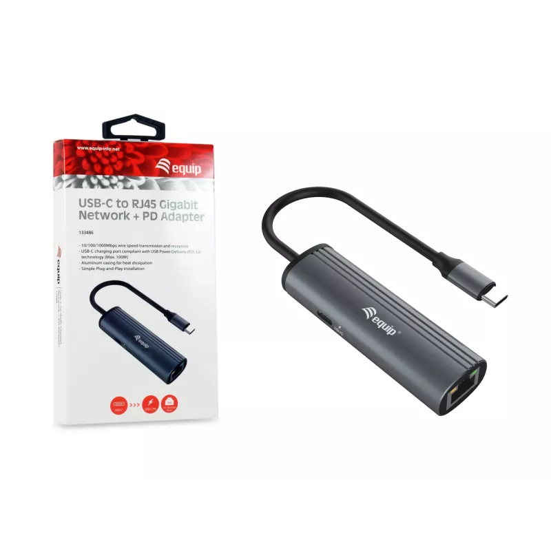 Equip USB-C zu RJ45 Gigabit-Netzwerk + PD-Adapter USB Type-C 100W
